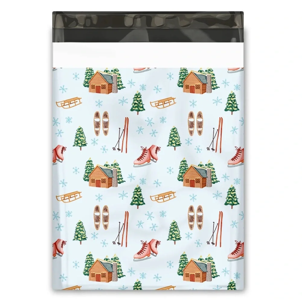 Christmas Snowfall Day Poly Mailers 10x13 Pack of 25 - Picture 1 of 9